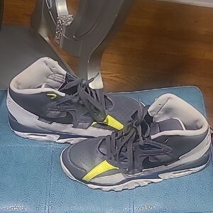 Nike Kids High-Top Sneakers in Dark Gray and Neon Yellow